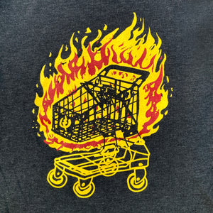 flaming shopping cart graphic t shirt