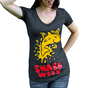Womens Shark Week V Neck T Shirt